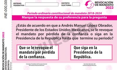 Imagen muestra de la papeleta para la Consulta Popular de Revocación de Mandato
