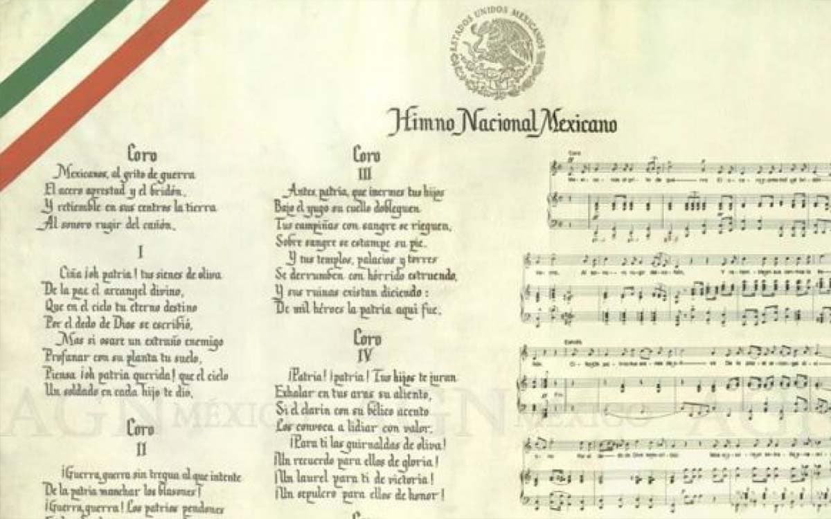 Letra del Himno Nacional de México.