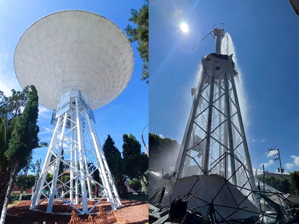 Antes y después del tanque de agua recién inaugurado.